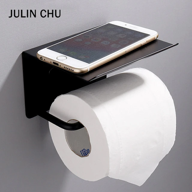 Toilet Paper Holder Cell Phone Shelf  Toilet Paper Holder Shelf Black -  Toilet Paper - Aliexpress