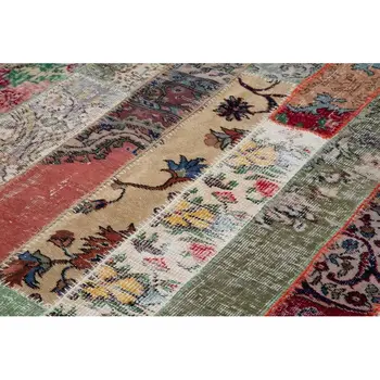 

201x304 Cm Red Handmade Modern Patchwork Rug-7x10 Ft