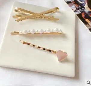 60 компл./лот 3 шт./компл. DIY Мульти простой сплав бант заколки для волос с жемчугом любящая сердечная шпилька Инструменты для укладки волос аксессуары HA792 - Цвет: Multi