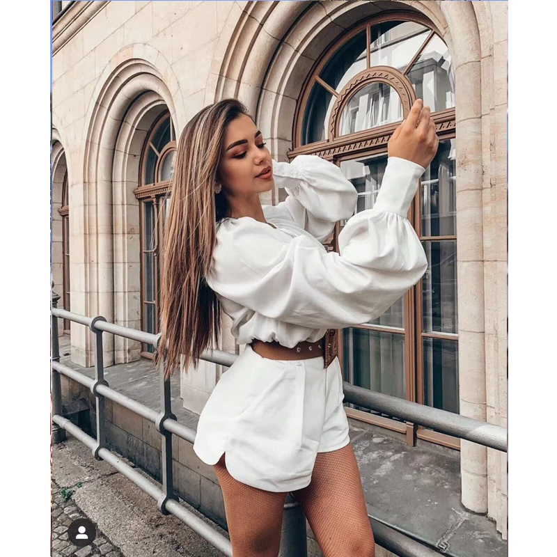 New Arrival High Quality Loose Solid Women Long Sleeve Playsuit High Waist Short Romper 2019 Fashion Female Jumpsuit with Sash