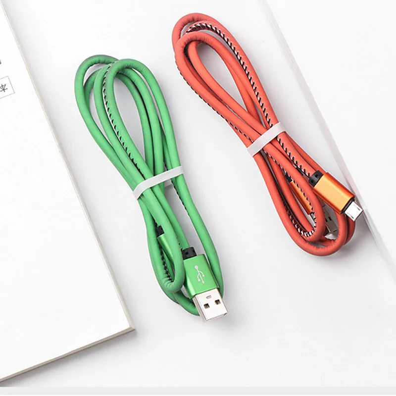 Зарядный кабель для iPhone, Android, Micro USB, универсальный, для мобильного телефона, чувствительный к температуре, меняющий цвет, кожаный кабель для передачи данных
