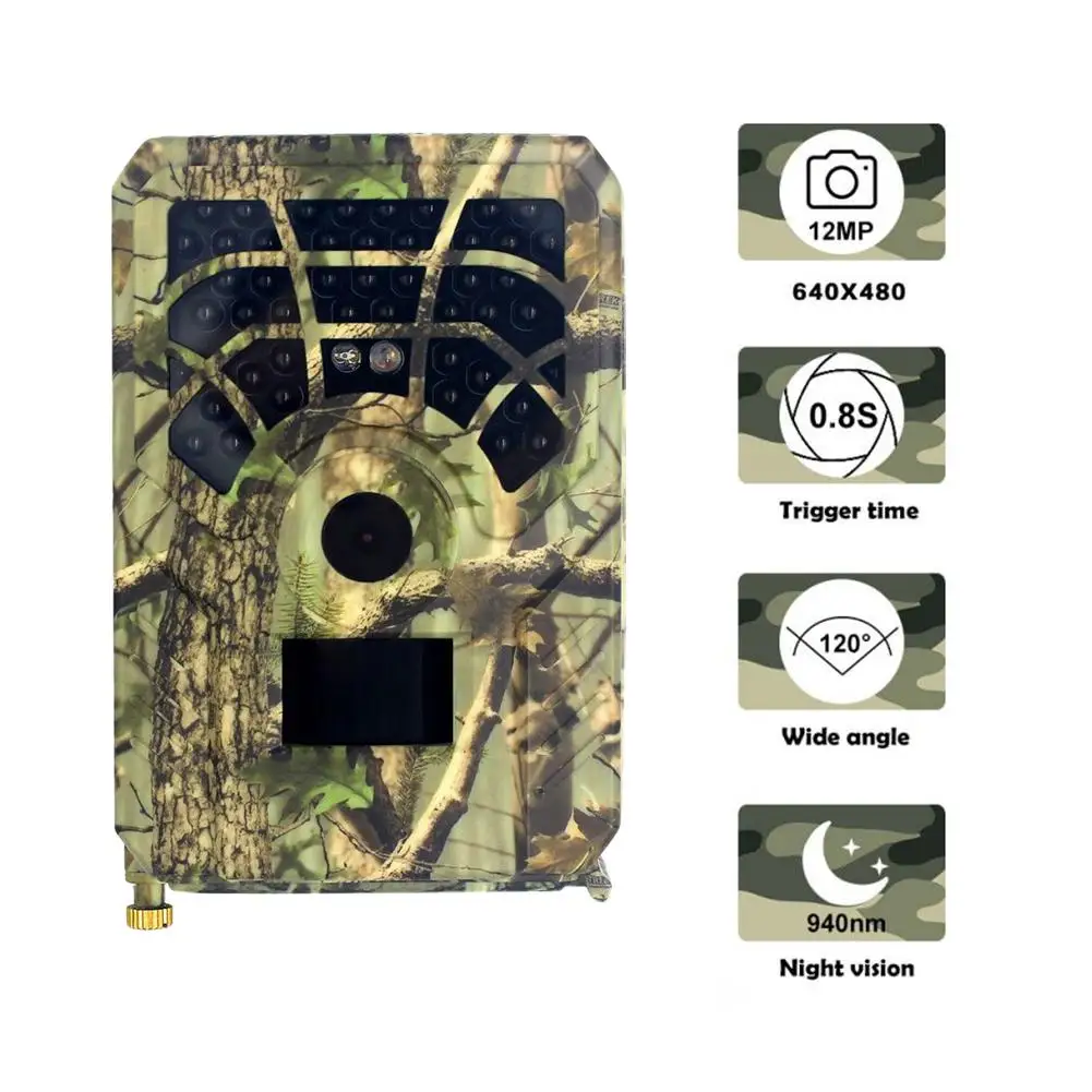 Cámara de caza PR300A, 12MP, 780P, HD, 120 grados, Sensor PIR, gran angular, infrarroja, visión nocturna, cámara de vídeo, Trail térmico