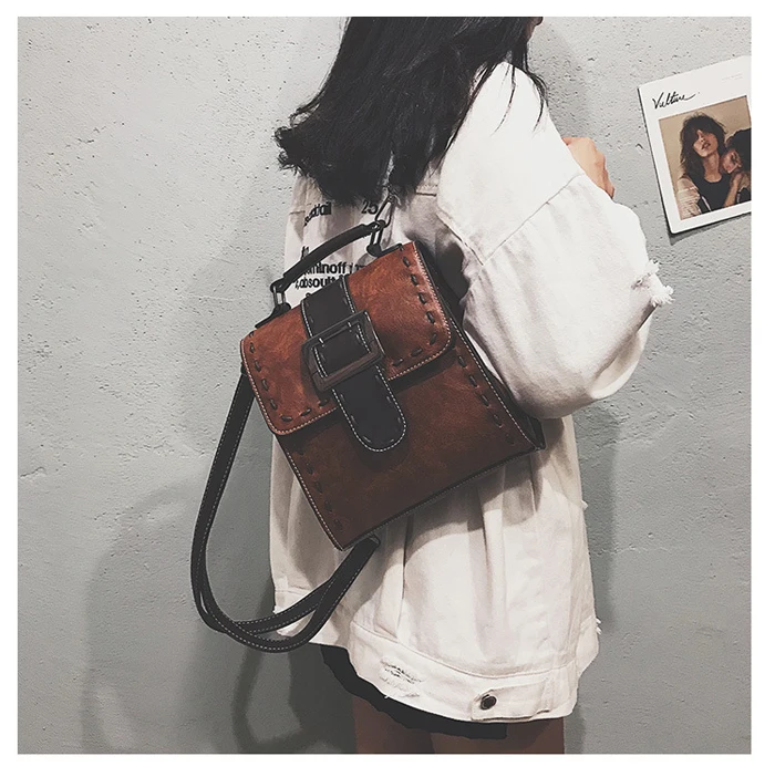 PU Leather Women's Fashion Multipurpose Backpack Shoulder Bag Zipper for Mobile Phone Keys Travel Backpack Bags WH64