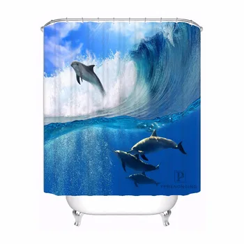 

Home Bath Curtain For Bathroom Custom Dolphin Sea Home Decor Shower Curtain Waterproof Fabric Hooks #180417-01-82