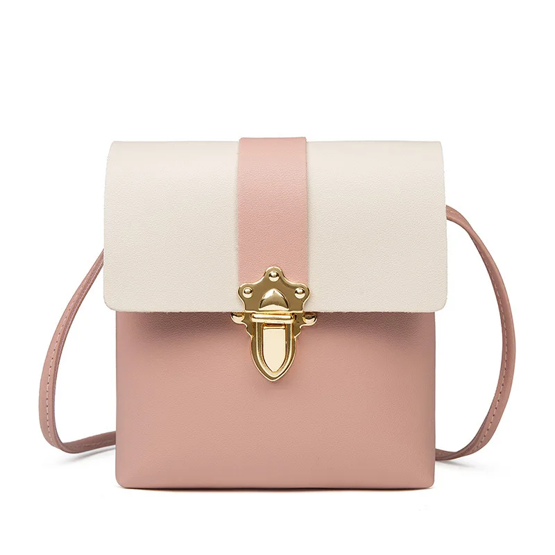 

New Type of Locked Small Square Bag Hot Selling Bucket Pure Color Women's Single Shoulder Skew Bag in 2019