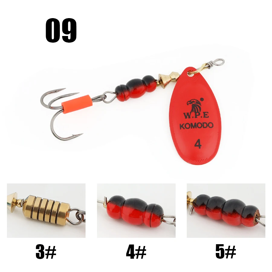 thumbnail image 1 of WPE 1 pieza de señuelo de pesca giratorio 3#/4#/5# 6,8 g/9,5 g/13,4 g, señuelo de pesca con cuchara, señuelo de pesca de metal de latón SwimBaits, señuelo de pesca de lubina y lubina, 1 of 5