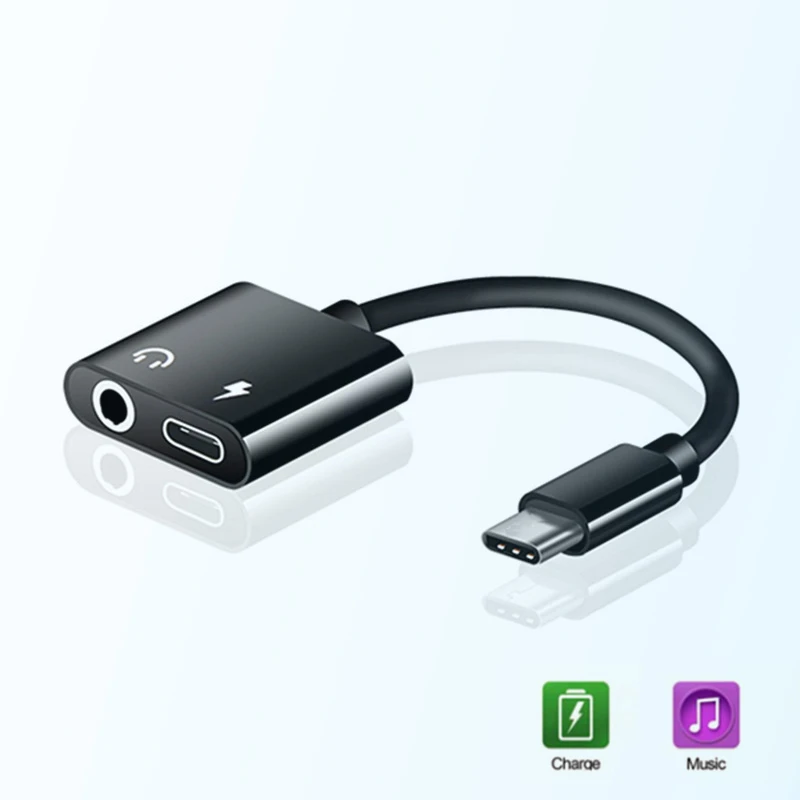 2 in 1 Type C Headphone AUX Audio Splitter Adapter For Xiaomi 8 9 Huawei Samsung USB C To 3.5mm Jack Earphone Charging Converter