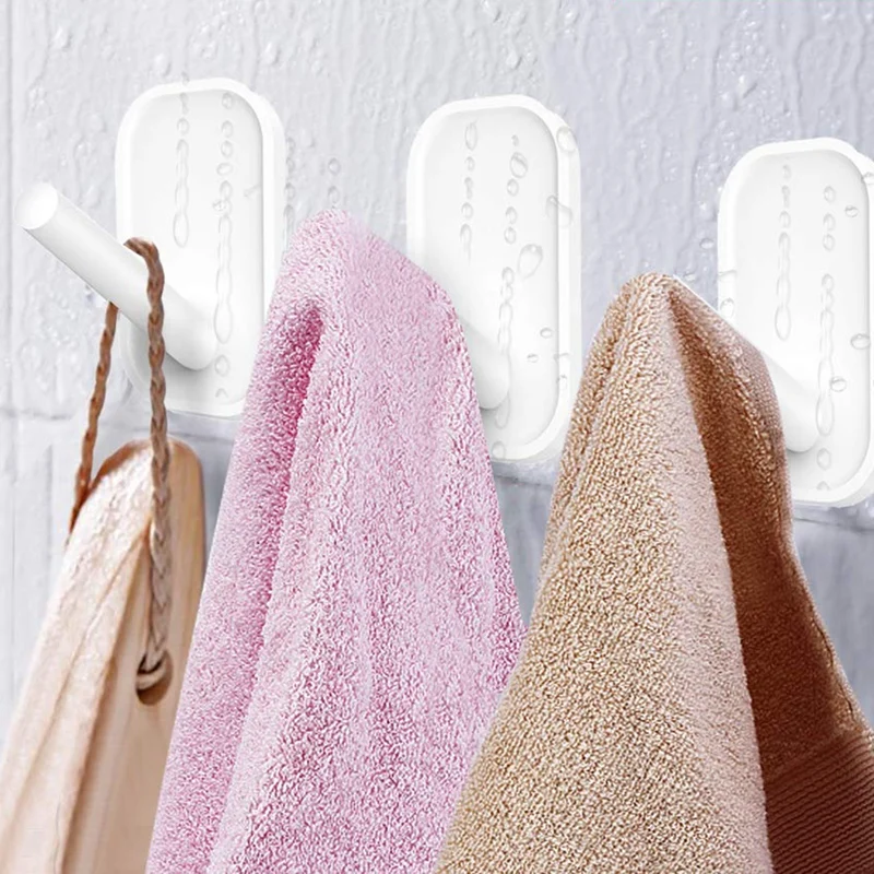 

Adhesive Hooks,Heavy Duty Wall Hooks,Towel Hooks for Bathrooms 6 Value Pack,Clear Frosted Strips Hooks White Decorate,Sticky Hoo