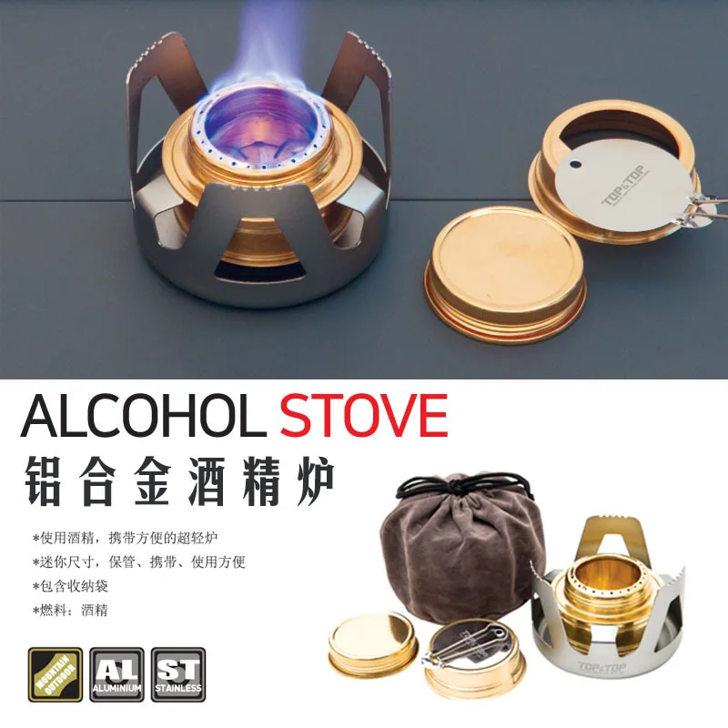 

Outdoor Camping Mini Alcohol Stove Ultra-Light Aluminium Alloy Portable Small Stove Hiking Mountain Climbing Burner Windproof Fu