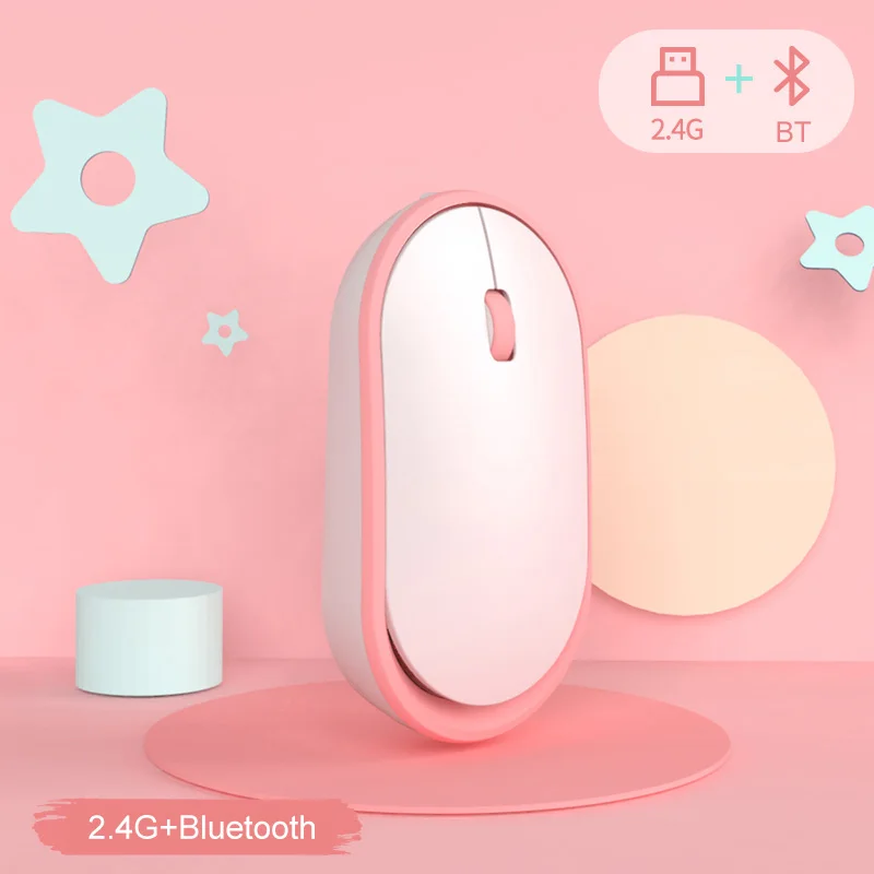 1600 dpi Bluetooth мышь беспроводная 2,4G USB светодиодный игровой мышь с подсветкой для Macbook Pro lenovo мини эргономичная Бесшумная компьютерная мышь - Цвет: 2.4G with BT Pink