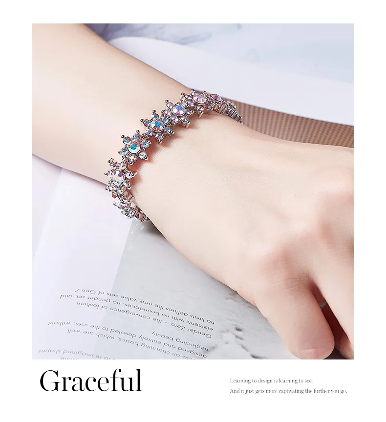 Cdyle, украшенные кристаллами Swarovski, браслеты, шарм, австрийские кристаллы, цветок, браслеты, Модные женские ювелирные изделия, лучшие подарки