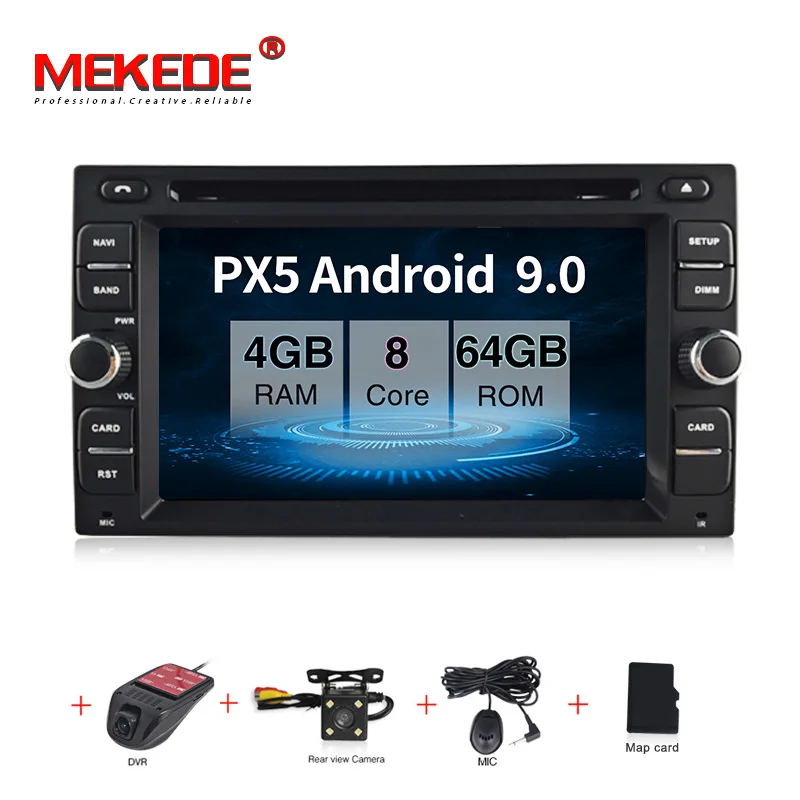 MEKEDE 2G ram Android 9,0 авто радио четырехъядерный 2DIN универсальный автомобильный dvd-плеер gps головное устройство аудиосистемы поддержка DAB с диагностическим разъемом и цифровым видеорегистратором BT - Цвет: 16G dvd camera DVR