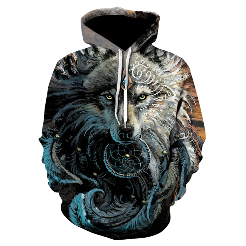 

The latest fall fashion trend in 2019 is men's printed sweatshirts with 3D Wolf prints and long sleeves