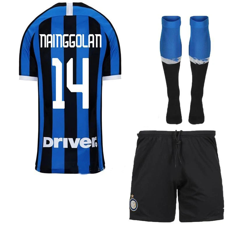 Комплект для взрослых «Inter Milan», футболка для футбола «LUKAKU NAINGGOLAN home Out 19 20», комплект для взрослых+ носки, футболка для футбола - Цвет: Home
