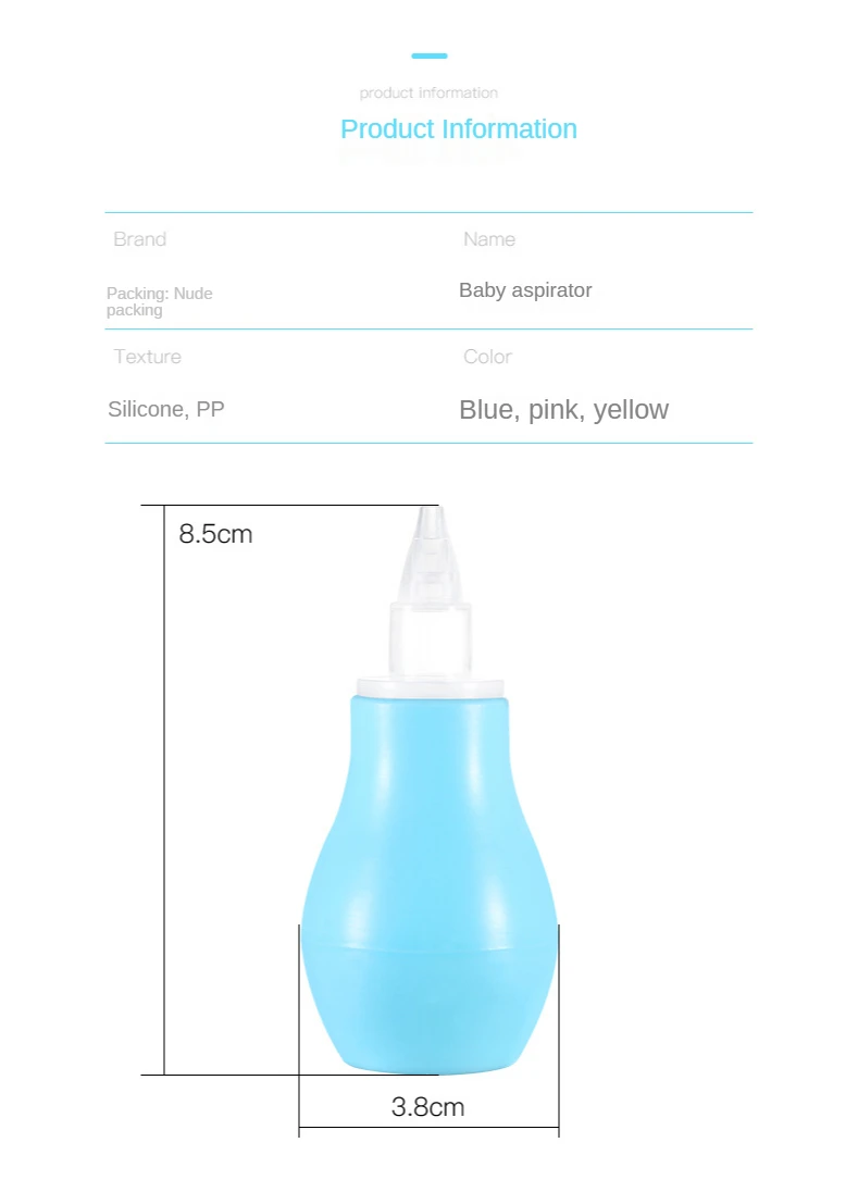 Neonatal Infant Silicone Nasal Aspirator Pump Type Cold Nasal Mucus Cleaner Antibackflow Baby Nasal Aspirator Safe Vacuum Sucker