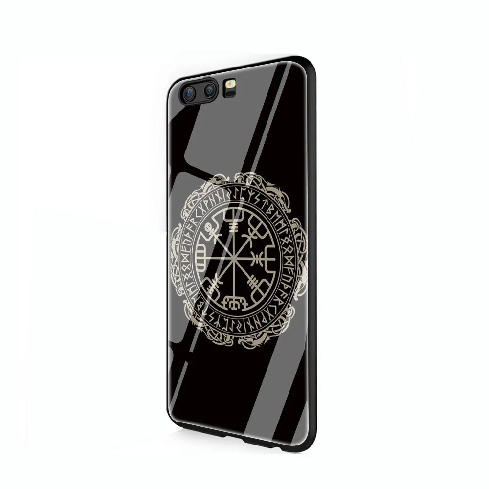 EWAU Viking Vegvisir Odin Скандинавское закаленное стекло чехол для телефона huawei mate P 10 20 30 Lite Pro Y9 Honor 8X 7A - Цвет: G5