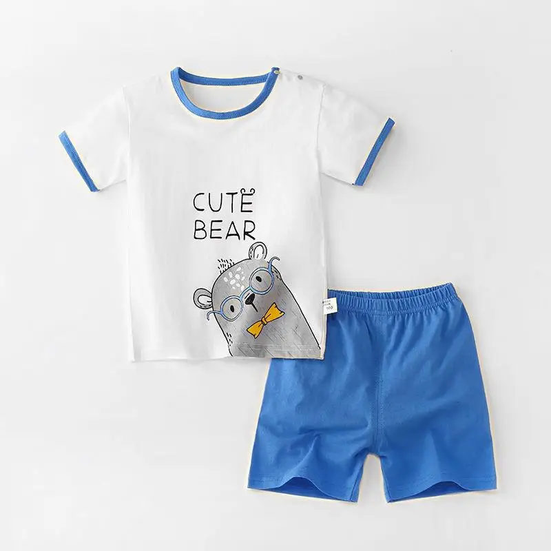 Brand Clothes Summer 100% Cotton Striped Kids Sets Children Short Sleeve T 2 Piece Set Babies Boys Girls Outfits Baby Wear Baby Clothing Set medium Baby Clothing Set