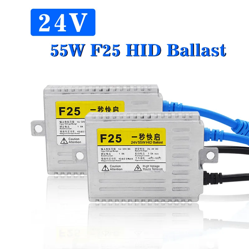 HIDLT 2PCS 24V 55W Fast Start Xenon Slim HID Ballast Block Ignition For Truck Boat Van Car Headlight 55W Xenon Bulb Kit H1 H3 H7 (2)