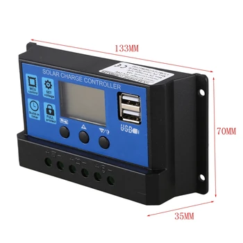

New 12V 24V Auto work PWM Solar Charge Controller with LCD Dual USB 5V Output Solar Cell Panel Charger Regulato