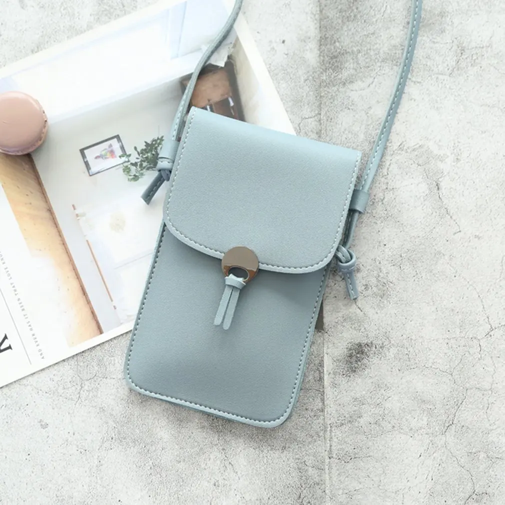 Transparent Touch Screen Retro Simple Mobile Phone Bag 2021 Women PU Chain Messenger Bags Small Flap Bag Mini Shoulder Bag