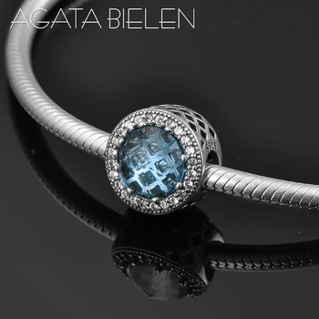 

Hot sale Round shape 925 Sterling Silver Heart of the sea Zircon Beads for Jewelry making Fit Original Pandora Charm Bracelet