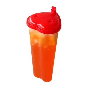 

50pcs High quality heart shape couple favors drinking plastic cups Valentine's Day party dessert cups disposable cup with lid