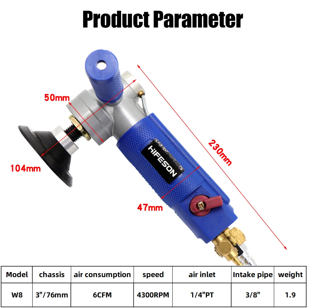 3"/ 4 Inch Air Pneumatic Sander Water-feed Mill Wet Polisher Tool Machine for Marble Quartz Granite Stone Polishing