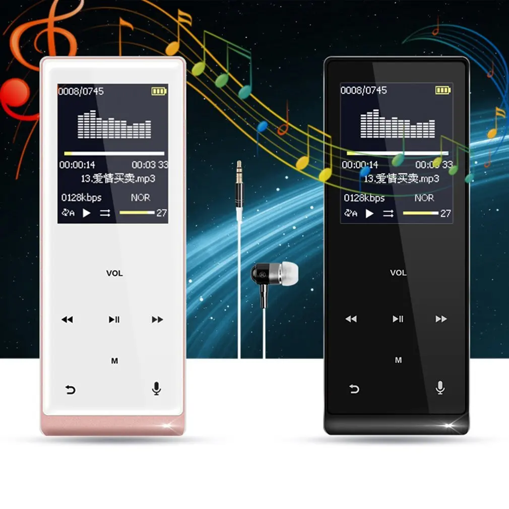 Металлический Bluetooth MP3 HIFI музыкальный плеер Поддержка TF карты голосовой записи счетчик шагов мини Walkman сенсорный экран
