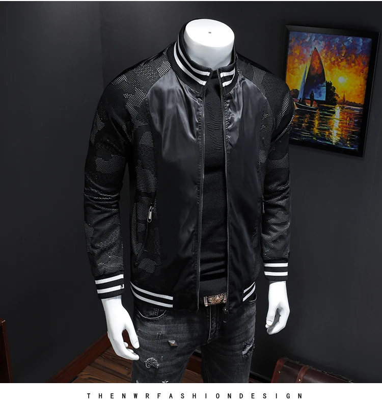 Qiu dong's personality and fashionable men's leisure take male article number 19357 P185 splicing stylish men jacket