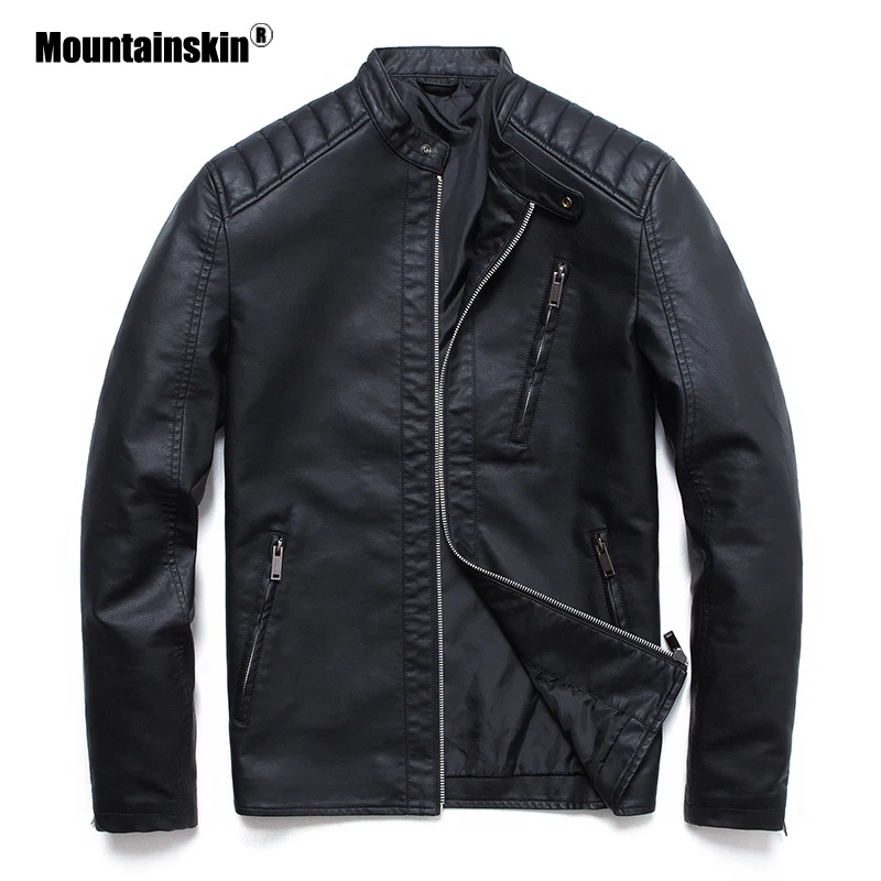 Mountainskin зимние осенние мужские кожаные куртки пальто на молнии Мужская