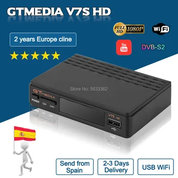 

Full HD Receptor GTmedia V7S HD with 2 Years Europe Cline for Spain Poland DVB-S2 GT Media V7S HD include USB Wifi