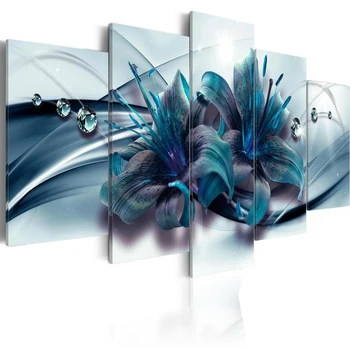 

5pcs Canvas Art Paintings Stitching Three-color Abstract Flower Spray Painting Oil Painting M,L,XL Decorating Home Office Decor