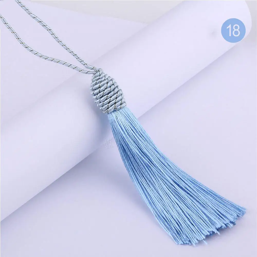 light blue 10 шт./партия, 14 см, с удлиненной гайкой кисточка для сережек, Очаровательная подвеска, атласные кисточки, сделай сам, фурнитура для ювелирных изделий, декоративная кисть - Цвет: light blue