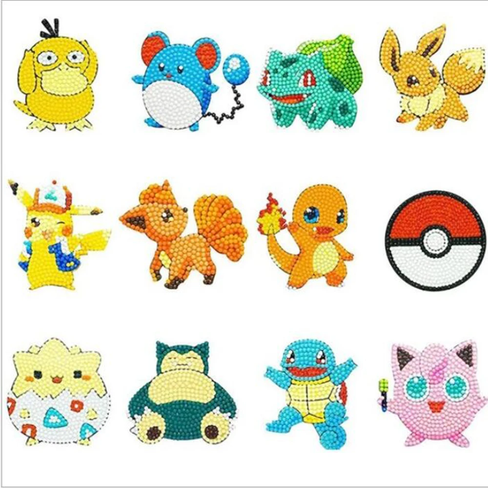 Big Gem Diamond Painting Stickers18-25pcs Diy Stickers Arts Cartoon Diamond  Painting By Numbers Arts For Children Puzzle Toys