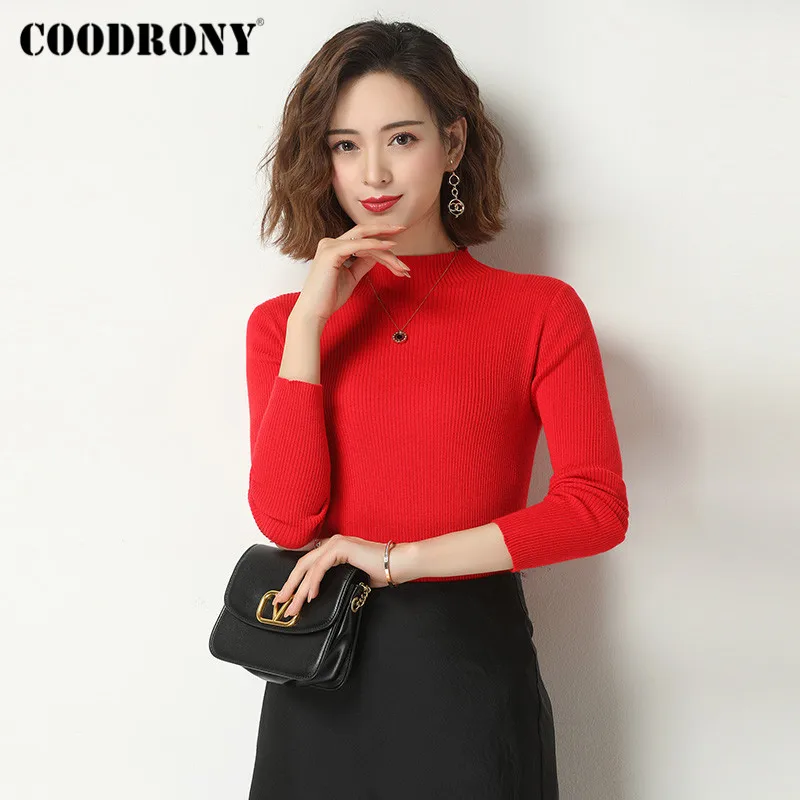 COODRONY Brand Autumn Winter Basic Elegant Slim Pullover Sweaters Women 2020 Knitting Merino Wool Casual Jumper Female W1112