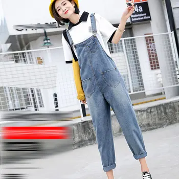 

Denim Jumpsuit Women Loose Denim Bib Women High Waist Was Thin Ankle Length Jean Bodysuit Denim Dungaree Women Denim Female