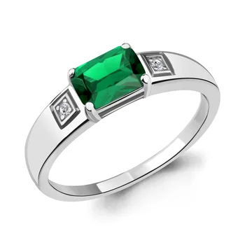 

Ring AQUAMARINE with nanoizumrudom, cubic zirconia, silver 925