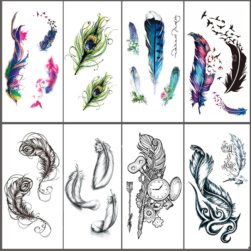 

Sexy Body Art Beauty Makeup Crow Feather Waterproof Temporary Tattoo Stickers