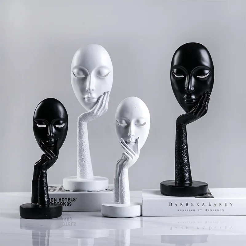 

Nordic Style Character Mask Coffee Shop Creative Artistic Decorative Abstract Figure Sculpture Decoration Board Room Ornaments