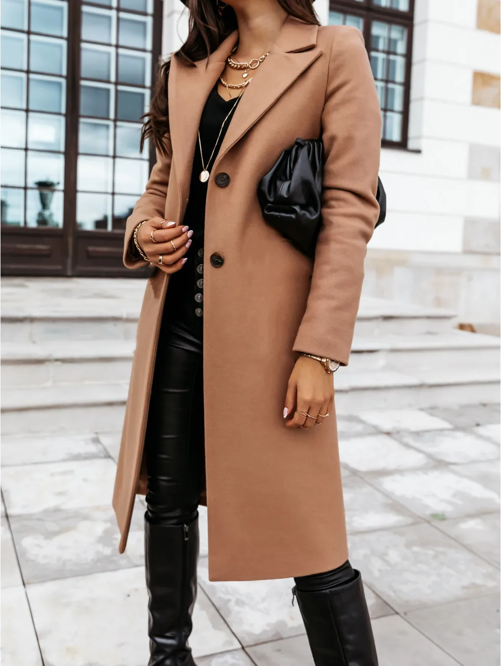 coats woman winter 2022 Long Casual Woolen Coat Multicolor Loose Casual Comfortable Double-breasted Women's coat