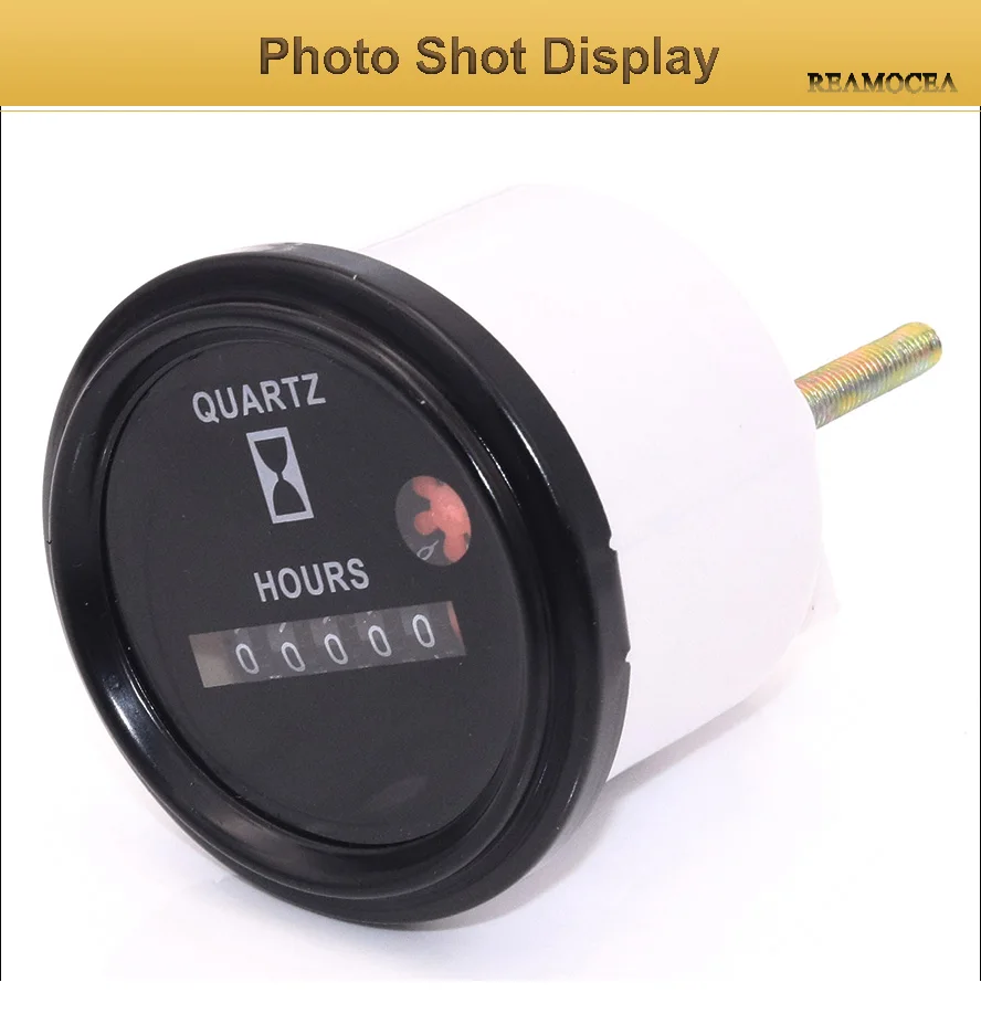 Reamocea Round Mechanical Hourmeter Hour Meter Counter Timer DC 12-36V Fit for Auto Car Boat Generator Diesel Gasolin Engine (12)