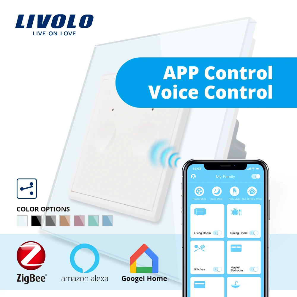 

Livolo EU Standard Zigbee Smart Home Wall Two ways Touch Switch, Touch WiFi APP Control, google home , Alexa, echo control