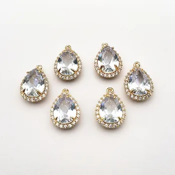 

New arrival! 21x14mm 40pcs Glass/Cubic Zirconia Drop charm for Earring DIY Making, Jewelry Accessories Findings & Component