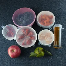 6 шт Силиконовое постельное белье стрейч уплотнение Прозрачная крышка мягкая силиконовая крышка многоразовые герметичные пищевые обертки для сохранения свежести герметичная емкость эластичная обертка крышка