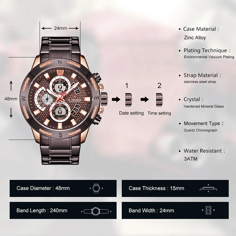 NAVIFORCE мужские часы креативные модные армейские кварцевые часы мужские стальные водонепроницаемые часы Relogio Masculino 9165