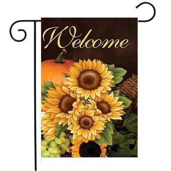 

Home Decorative Outdoor Double Sided Fall Welcome Sunflower Garden House Yard Flag Decorations,Autumn Flower Pumpkin Seasonal