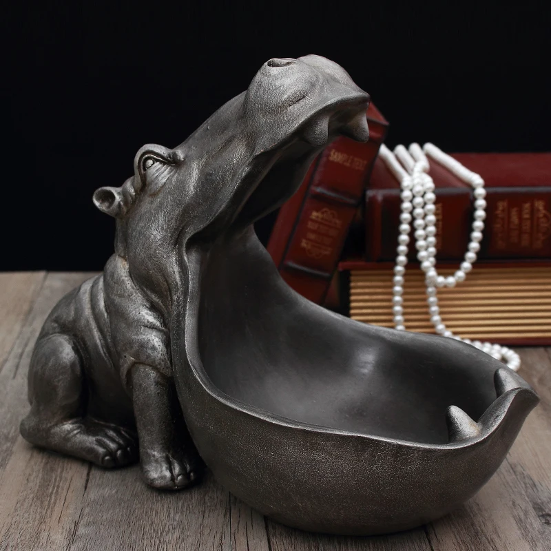 Skup 3D Hippo statua akcesoria do dekoracji domu biurko rzeźba pudełko do przechowywania Home Decor figurka ozdoba dekoracje weselne
