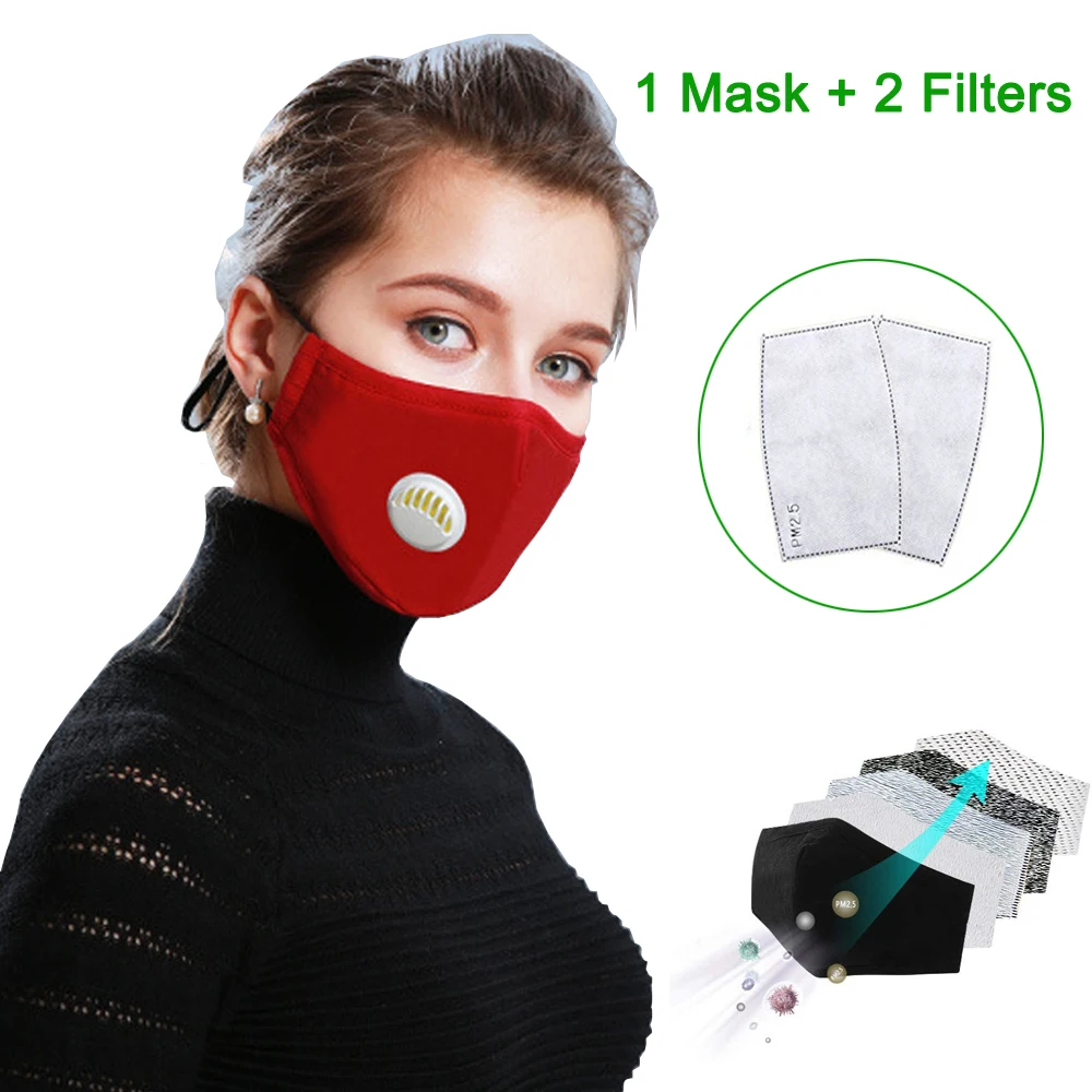 

Fashion Unisex Cotton Breath Valve PM2.5 Mouth Mask Anti-Dust Anti Pollution Activated carbon filter respirator Mouth-muffle