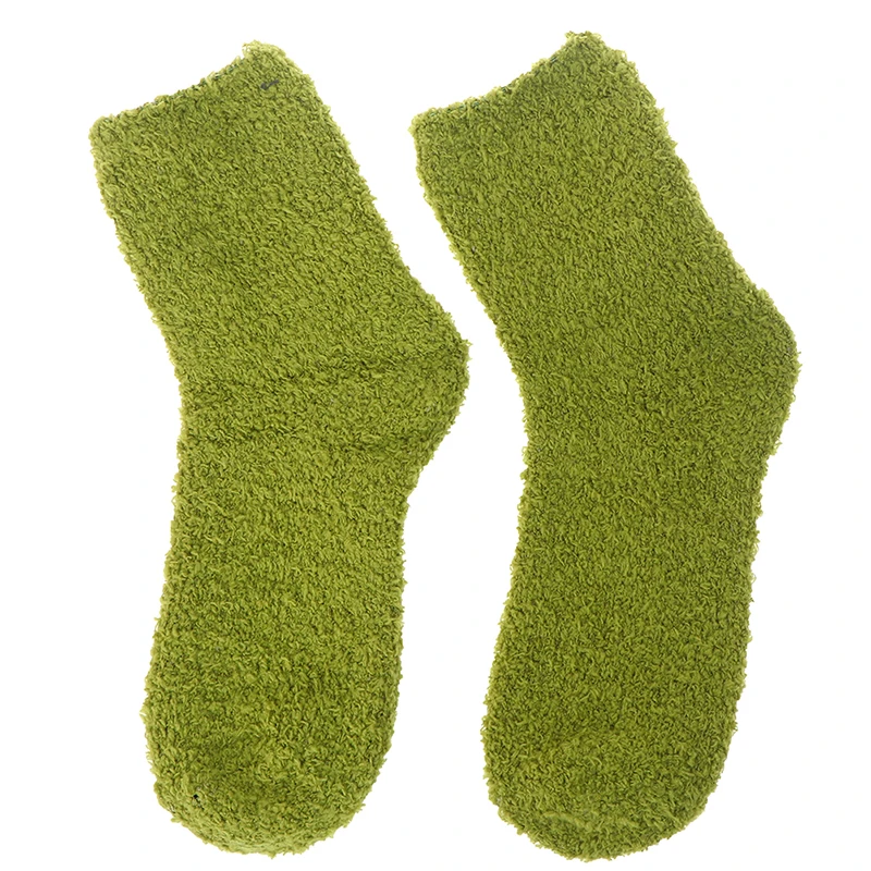 fuzzy socks for women Winter Warm Fluffy Socks In Women's Socks Cute Soft Elastic Coral Velvet Socks Indoor Floor Towel Socks Breathable Pure Colors welly socks womens