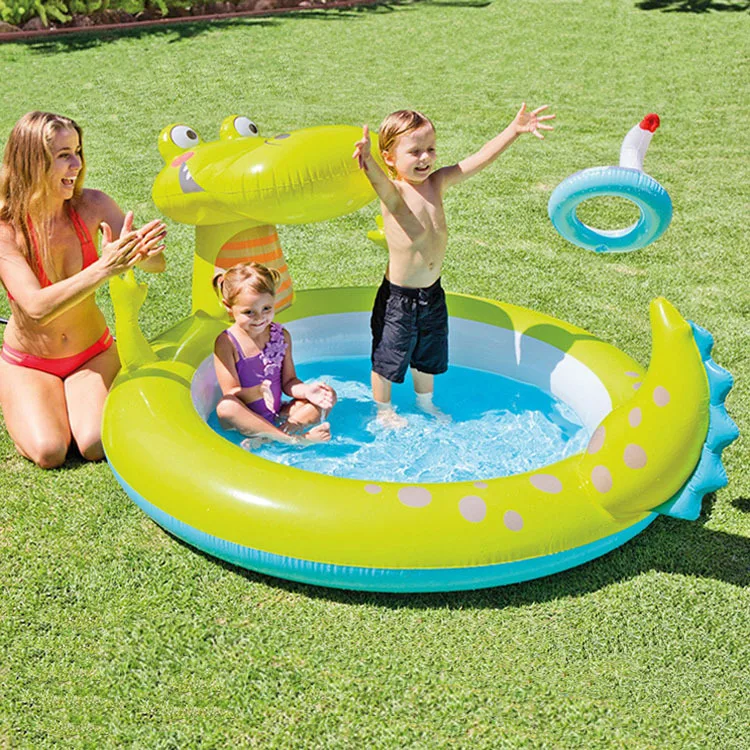 

INTEX 57431 Crocodile Spray Pond Infant Inflatable Pool Children Tub Swimming Pool